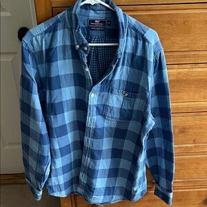 Vineyard Vines Men's Blue Plaid Button Down Flannel Shirt